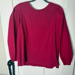 Mud Pie Fuschia Puff Sleeve Relaxed Blouse